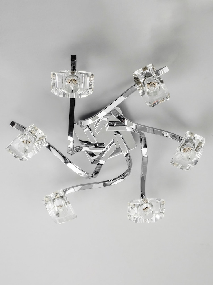 BHS Silver Bella Flush 6 Light Ceiling Light - Image 2 of 6