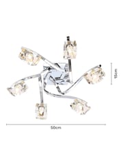 BHS Silver Bella Flush 6 Light Ceiling Light - Image 4 of 6