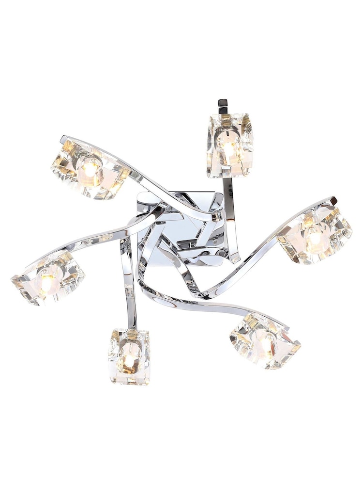 BHS Silver Bella Flush 6 Light Ceiling Light - Image 6 of 6