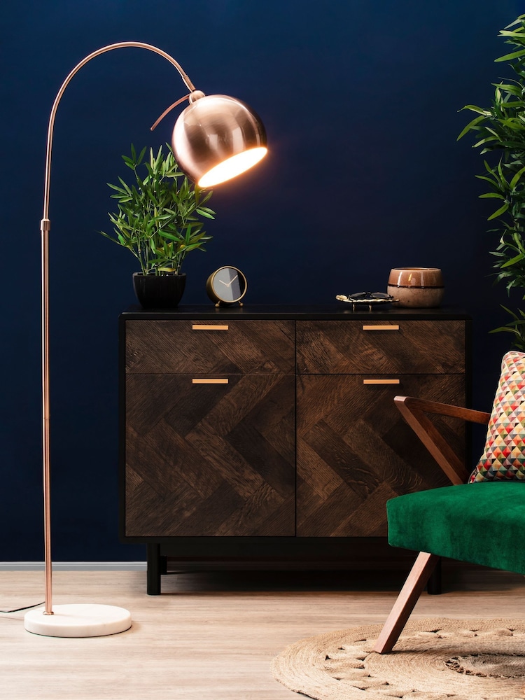 BHS Copper Benson Arched Floor Lamp - Image 2 of 5