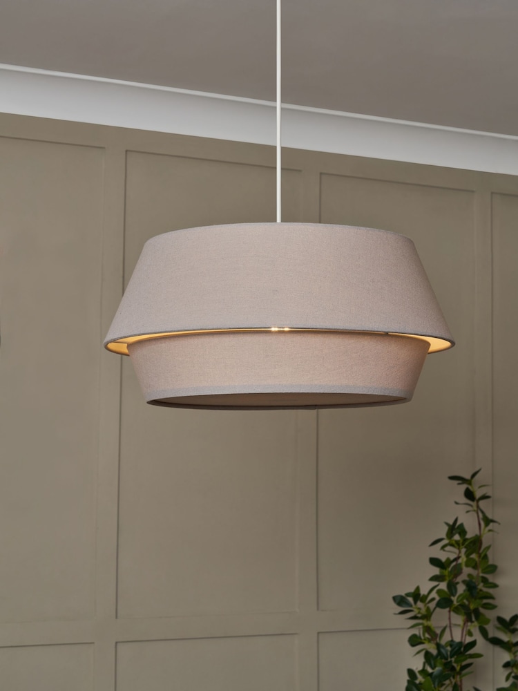 BHS Grey Linen Drum Shade - Image 1 of 4