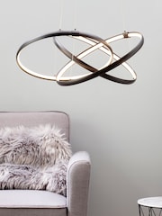 BHS Black LED Triple Ring Ceiling Light Pendant - Image 1 of 4