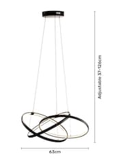 BHS Black LED Triple Ring Ceiling Light Pendant - Image 4 of 4