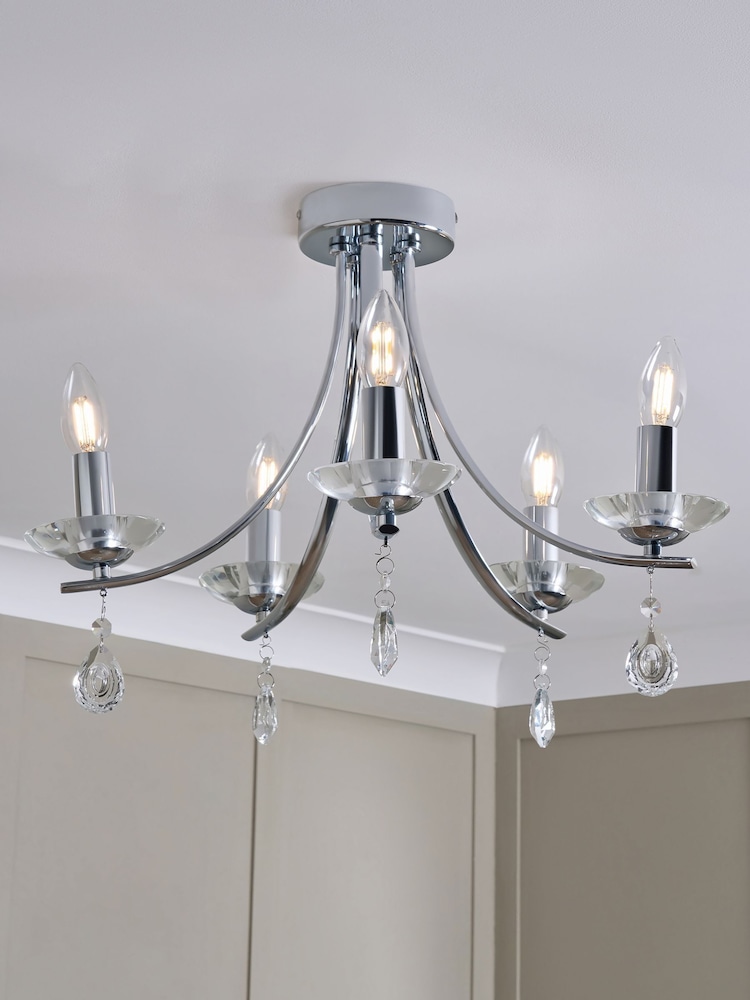 BHS Silver Bugsy Flush Ceiling Light - Image 1 of 6