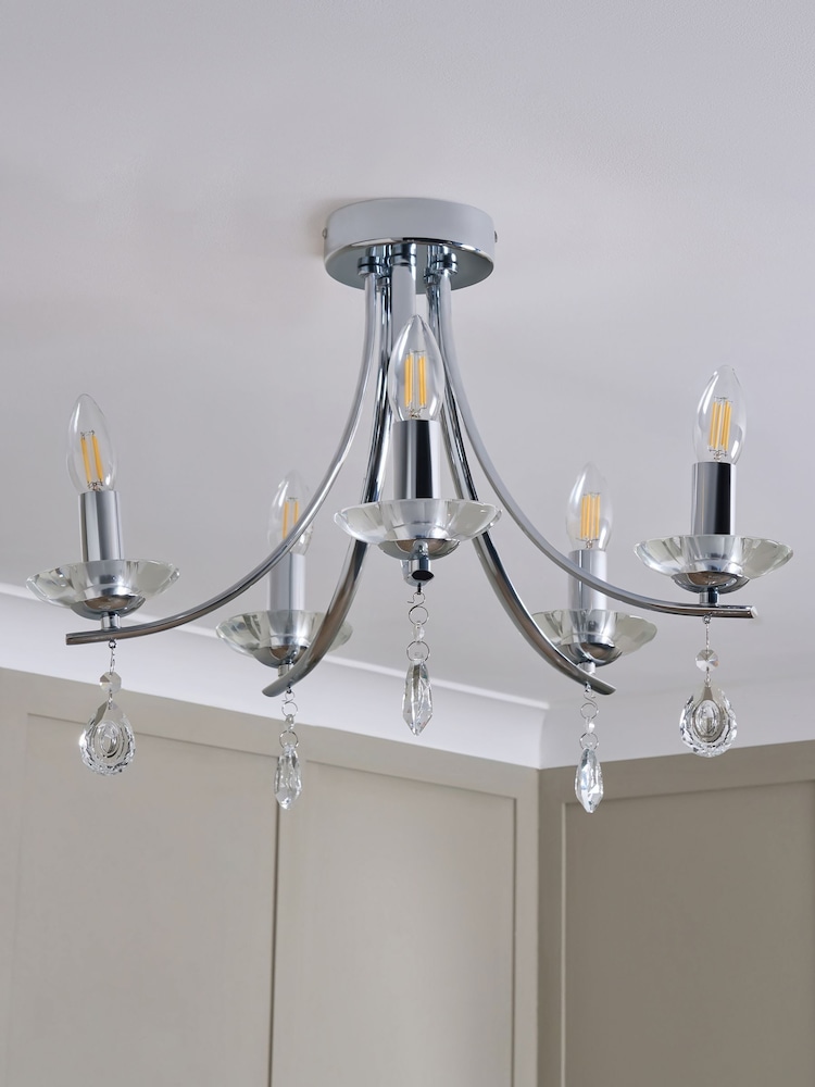 BHS Silver Bugsy Flush Ceiling Light - Image 2 of 6 BHS Silver Bugsy Flush Ceiling Light - Image 2 of 6