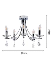 BHS Silver Bugsy Flush Ceiling Light - Image 4 of 6