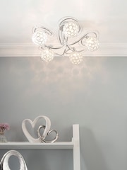 BHS Silver Orianna 5 Light Flush Flush Ceiling Light - Image 1 of 5