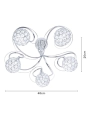 BHS Silver Orianna 5 Light Flush Flush Ceiling Light - Image 4 of 5