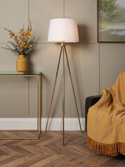 BHS Brass Tristan Tripod Floor Lamp - Image 1 of 7