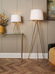 BHS Brass Tristan Tripod Floor Lamp - Image 5 of 7