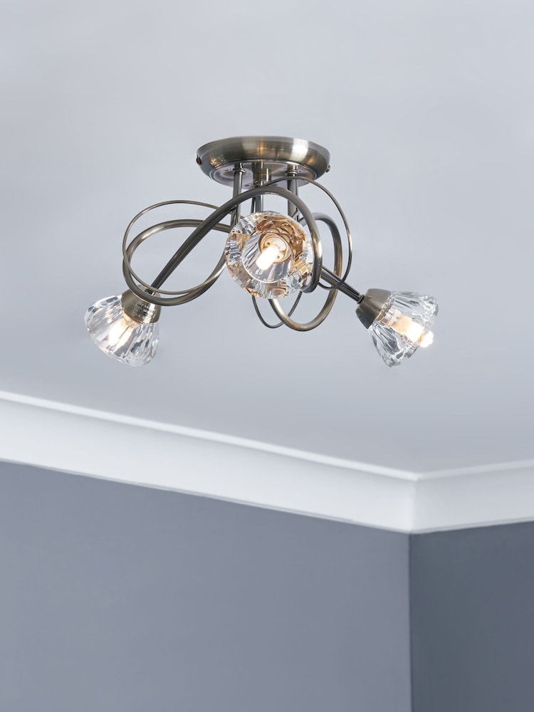 BHS Brass Marianne Flush Ceiling Light - Image 1 of 7