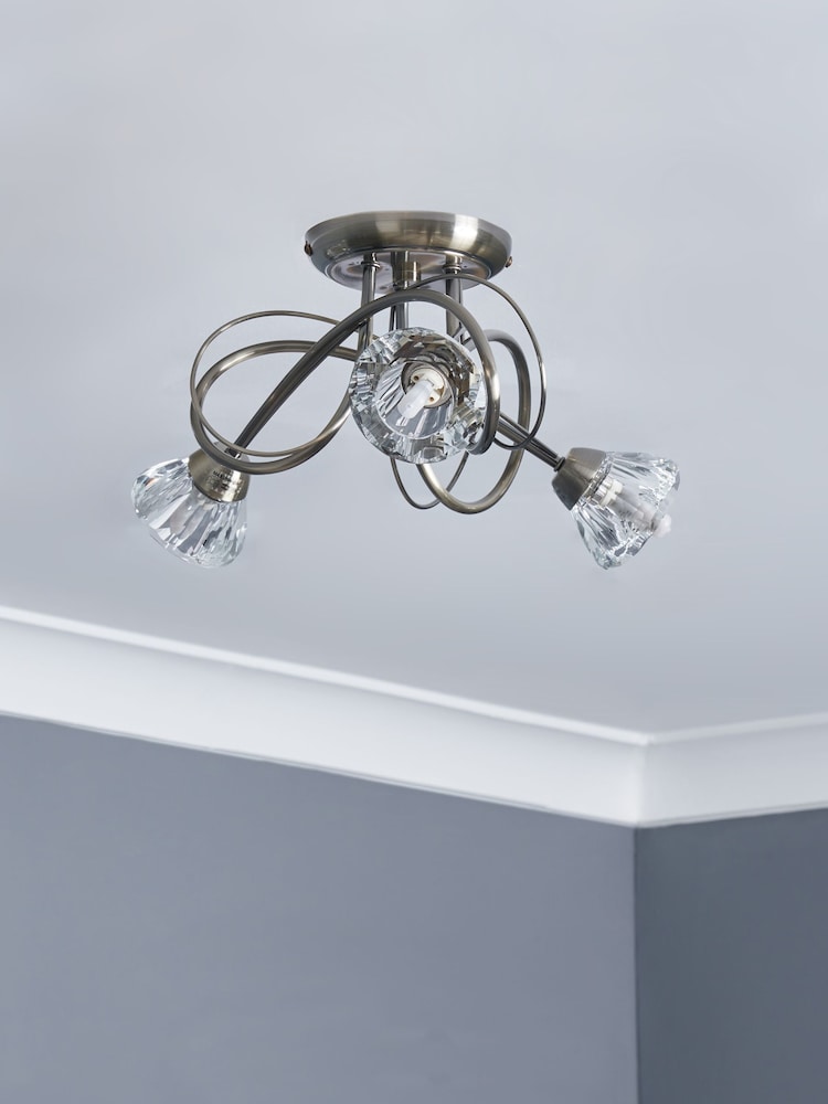 BHS Brass Marianne Flush Ceiling Light - Image 2 of 7