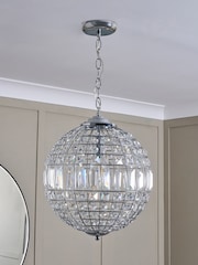 BHS Silver Small Ursula Crystal Ball Ceiling Light Pendant - Image 2 of 5