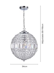 BHS Silver Small Ursula Crystal Ball Ceiling Light Pendant - Image 4 of 5