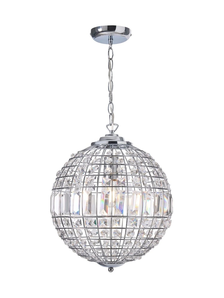 BHS Silver Small Ursula Crystal Ball Ceiling Light Pendant - Image 5 of 5