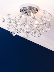 BHS Silver Lila Flush Ceiling Light - Image 1 of 5