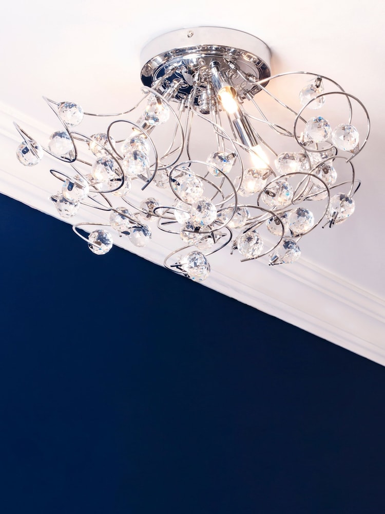 BHS Silver Lila Flush Ceiling Light - Image 1 of 5