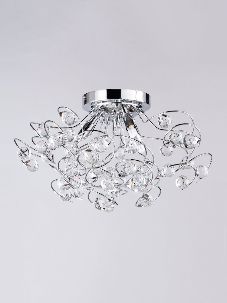 BHS Silver Lila Flush Ceiling Light - Image 2 of 5
