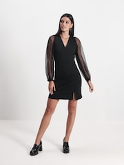 Black Ponte Mini Dress - Image 2 of 5
