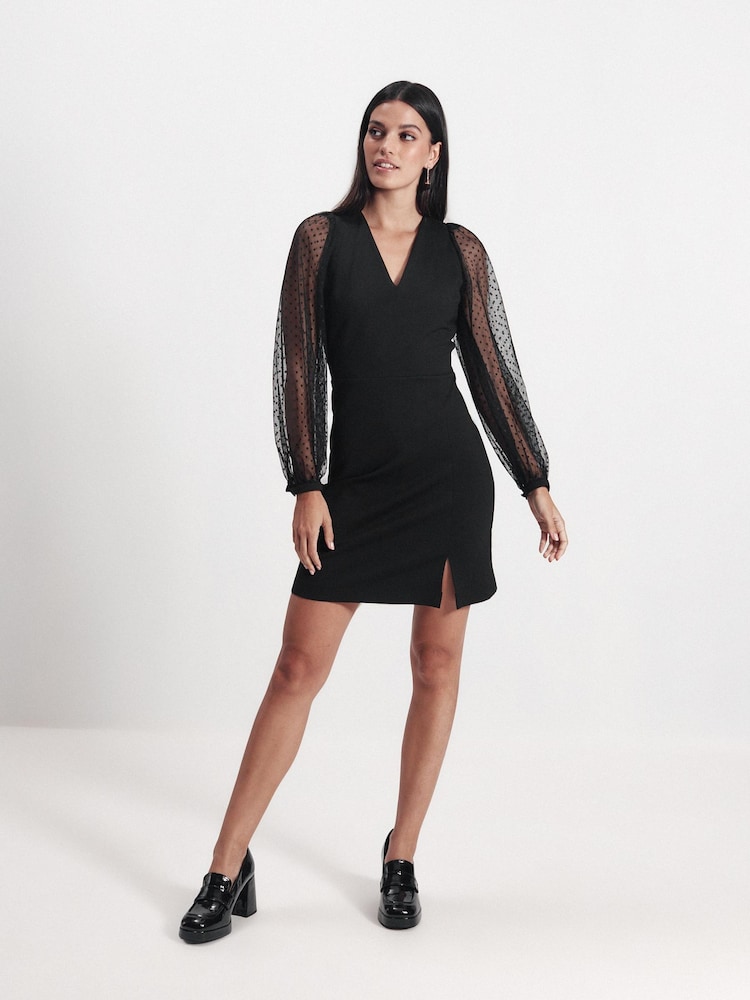 Black Ponte Mini Dress - Image 2 of 5