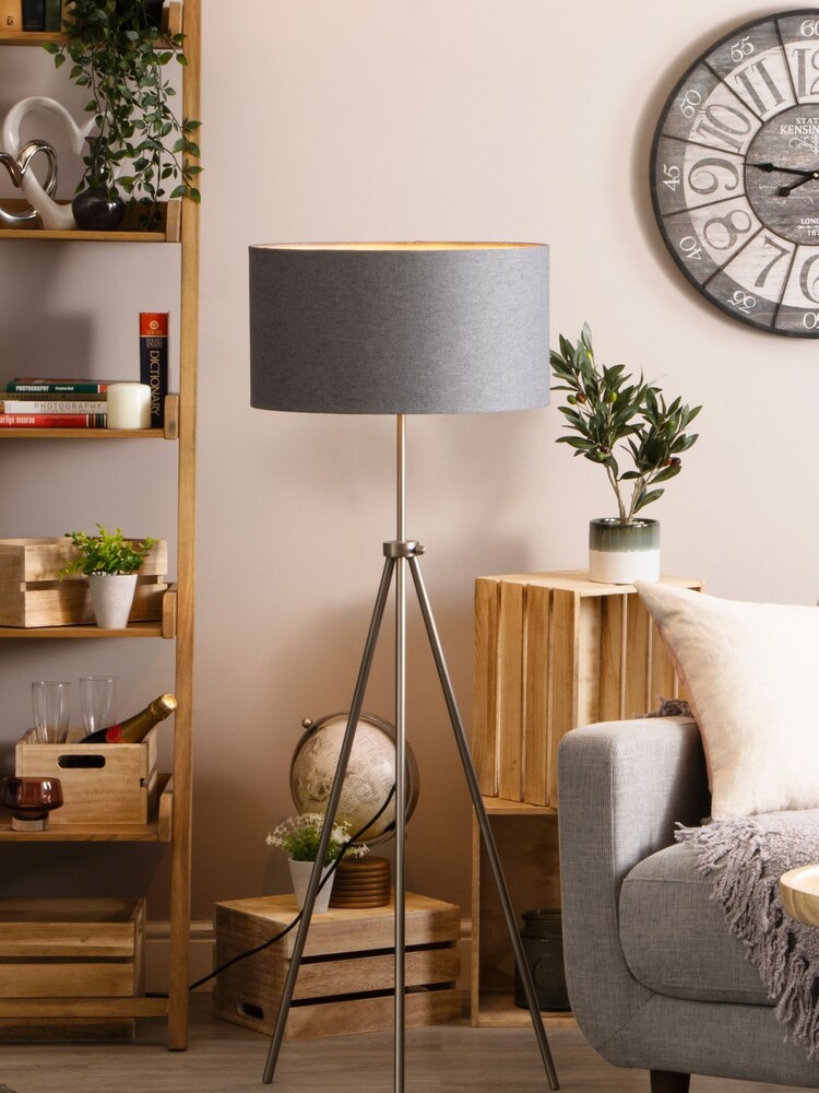BHS Silver Pol Rise & Fall Tripod Floor Lamp - Image 1 of 4