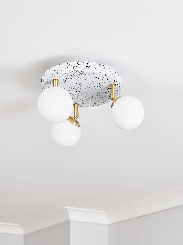 BHS White Lott Opal Ball Flush Ceiling Light - Image 2 of 6