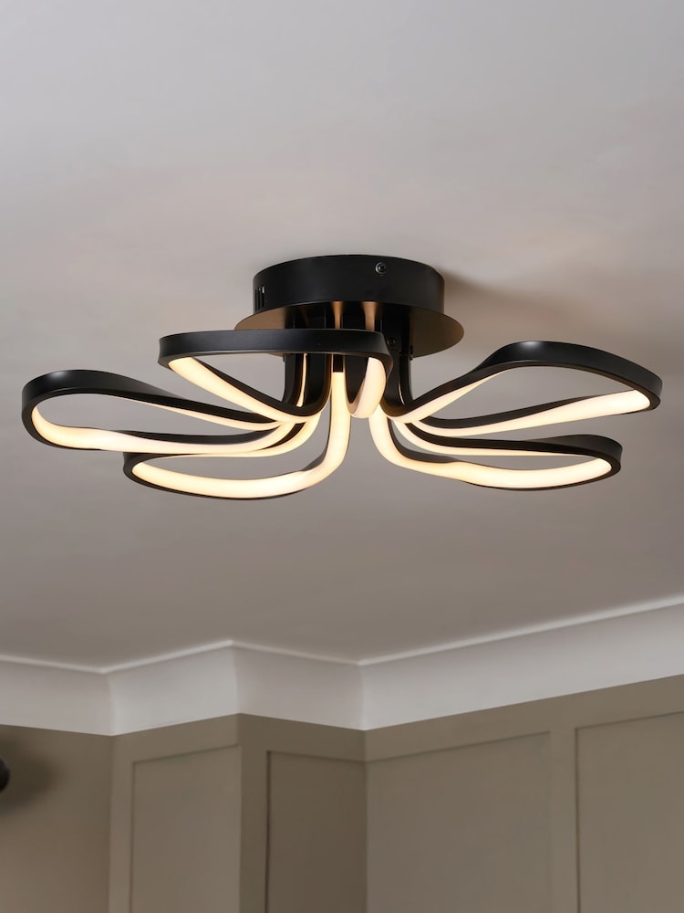 BHS Black Alvar LED 5 Petals Flush Ceiling Light - Image 1 of 7