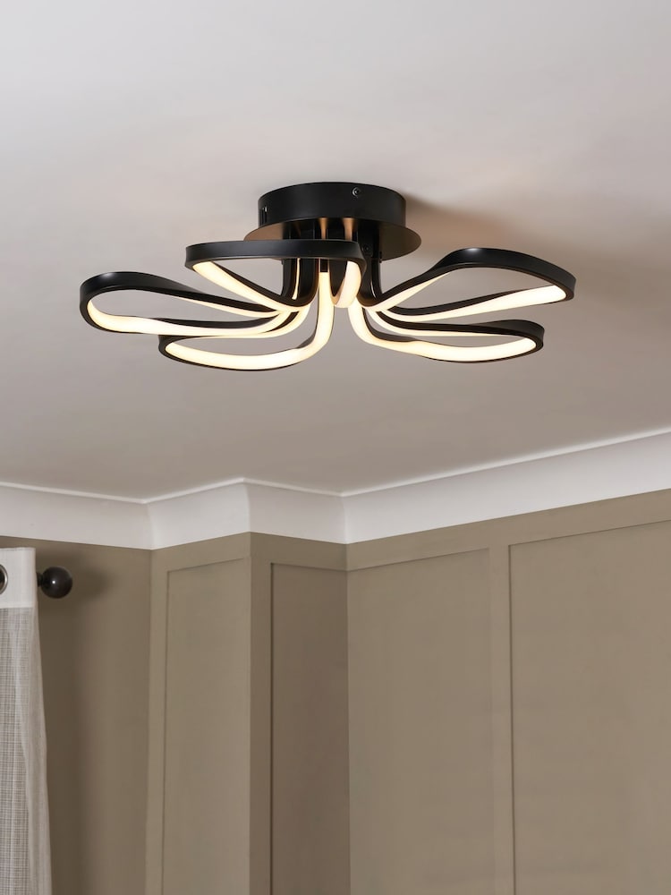 BHS Black Alvar LED 5 Petals Flush Ceiling Light - Image 2 of 7