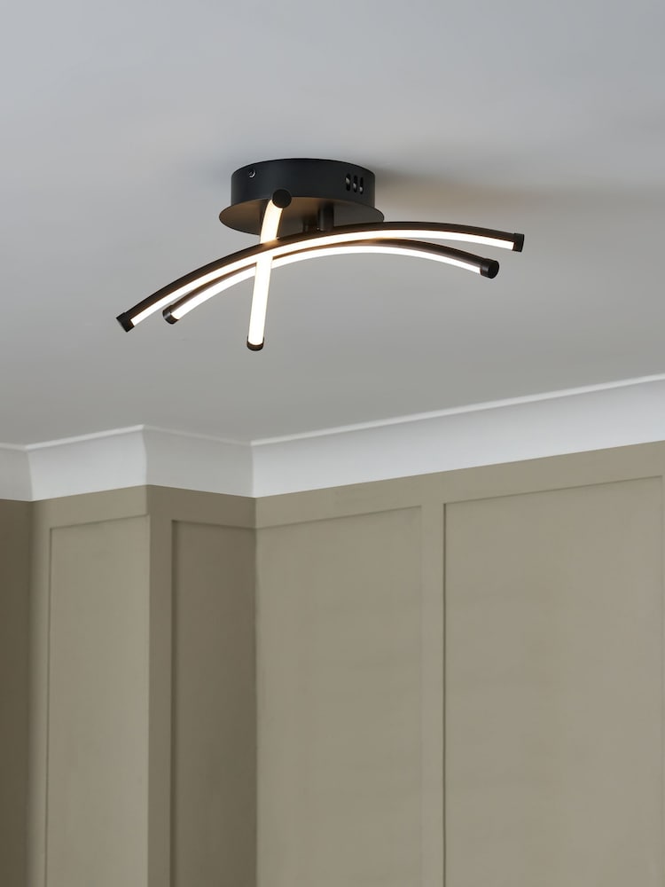 BHS Black Aalto Cross Over LED Flush Ceiling Light - Image 1 of 6