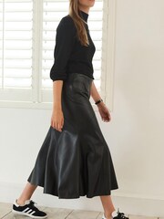 Black PU Midi Skirt - Image 1 of 4
