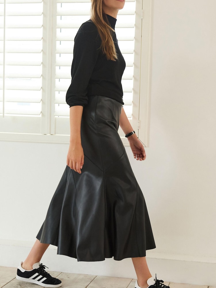 Black PU Midi Skirt - Image 1 of 4