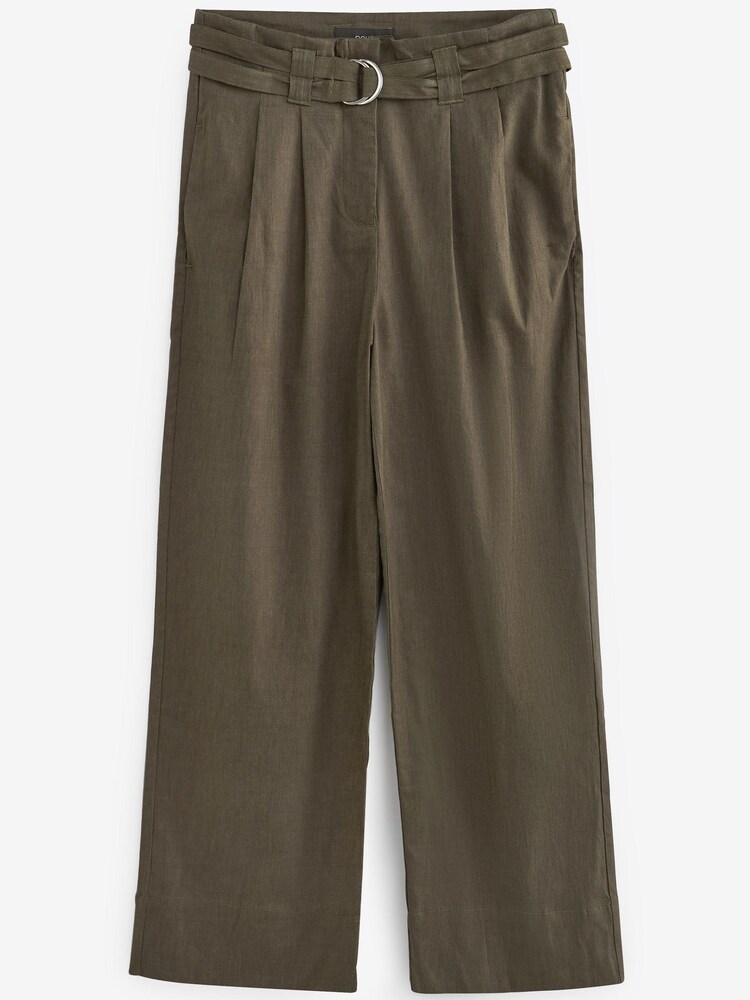 Khaki Green D Ring Belted Crop Trousers - Image 1 of 1 Khaki Green D Ring Belted Crop Trousers - Image 1 of 1