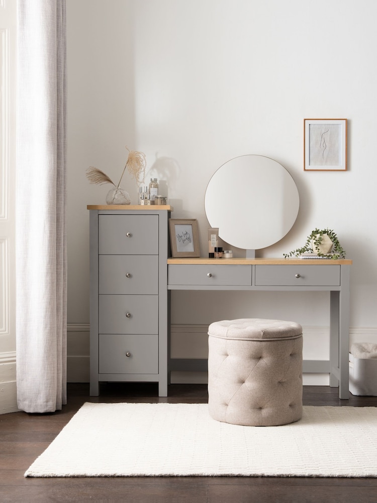 Dove Grey Malvern Paint Effect 6 Drawer Console Dressing Table - Image 1 of 10