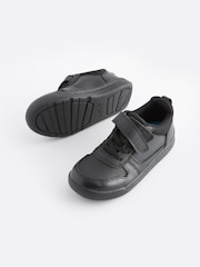 Black Extra Wide Fit (H) Elastic Lace School Trainers - Image 1 of 10