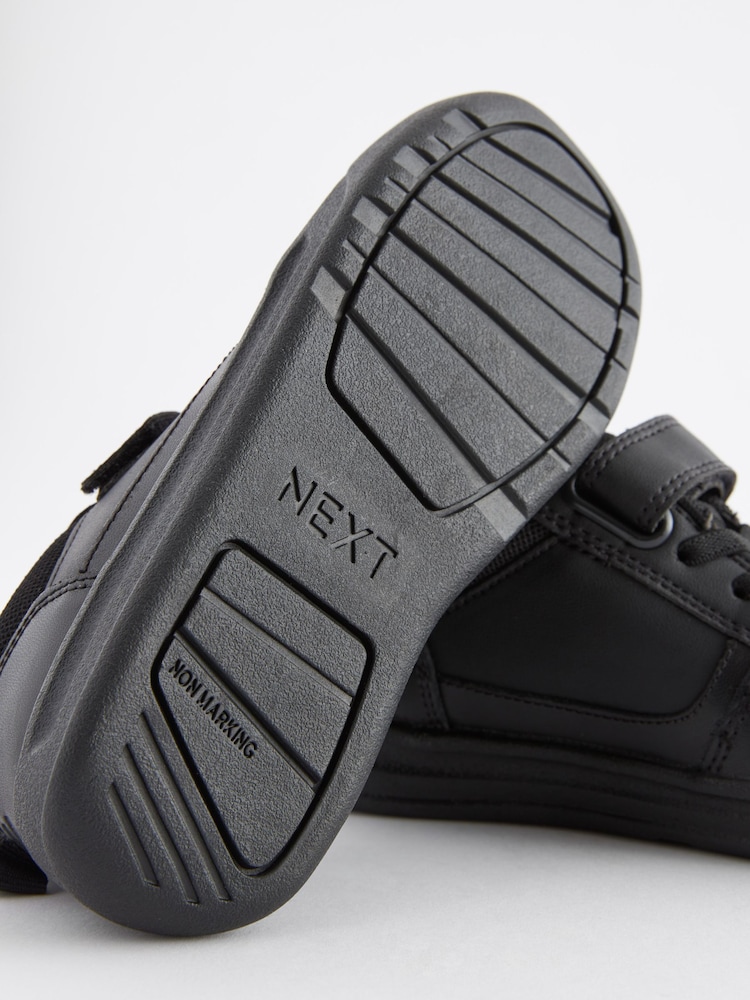 Black Extra Wide Fit (H) Elastic Lace School Trainers - Image 10 of 10