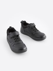 Black Extra Wide Fit (H) Elastic Lace School Trainers - Image 2 of 10