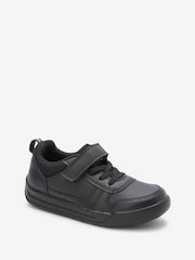 Black Extra Wide Fit (H) Elastic Lace School Trainers - Image 4 of 10