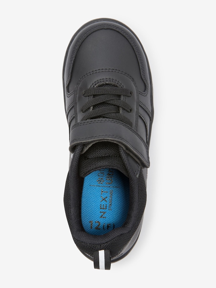 Black Extra Wide Fit (H) Elastic Lace School Trainers - Image 5 of 10