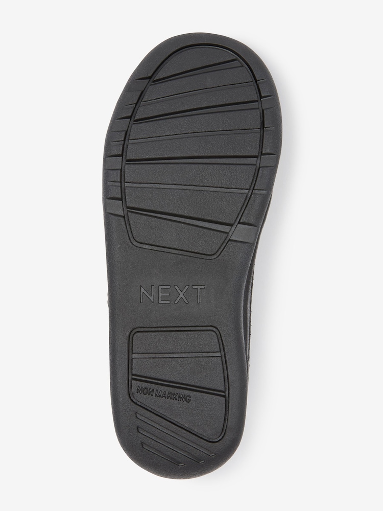Black Extra Wide Fit (H) Elastic Lace School Trainers - Image 6 of 10