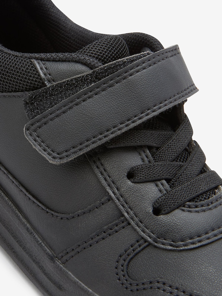 Black Extra Wide Fit (H) Elastic Lace School Trainers - Image 7 of 10
