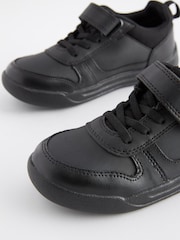 Black Extra Wide Fit (H) Elastic Lace School Trainers - Image 8 of 10