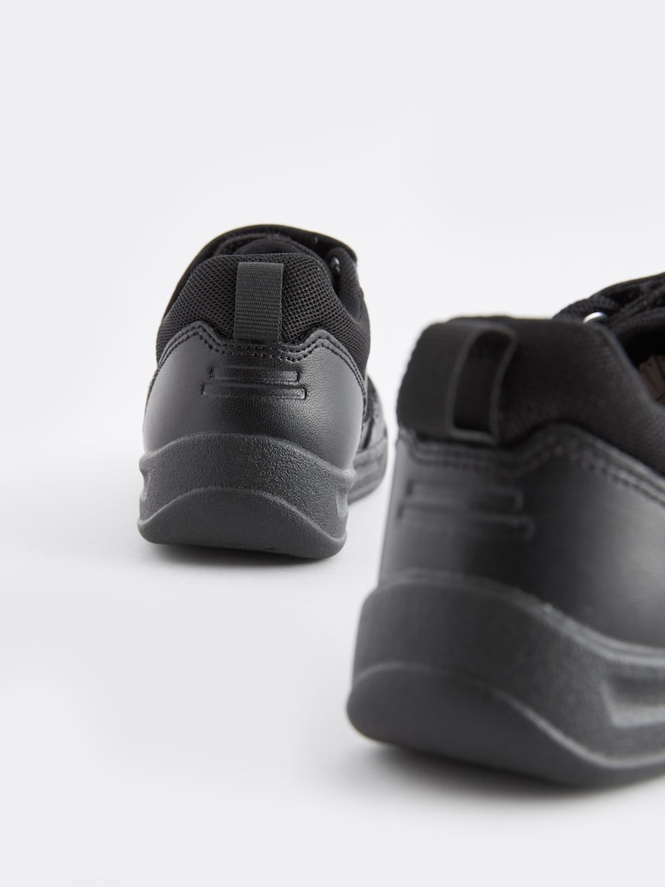 Black Extra Wide Fit (H) Elastic Lace School Trainers - Image 9 of 10