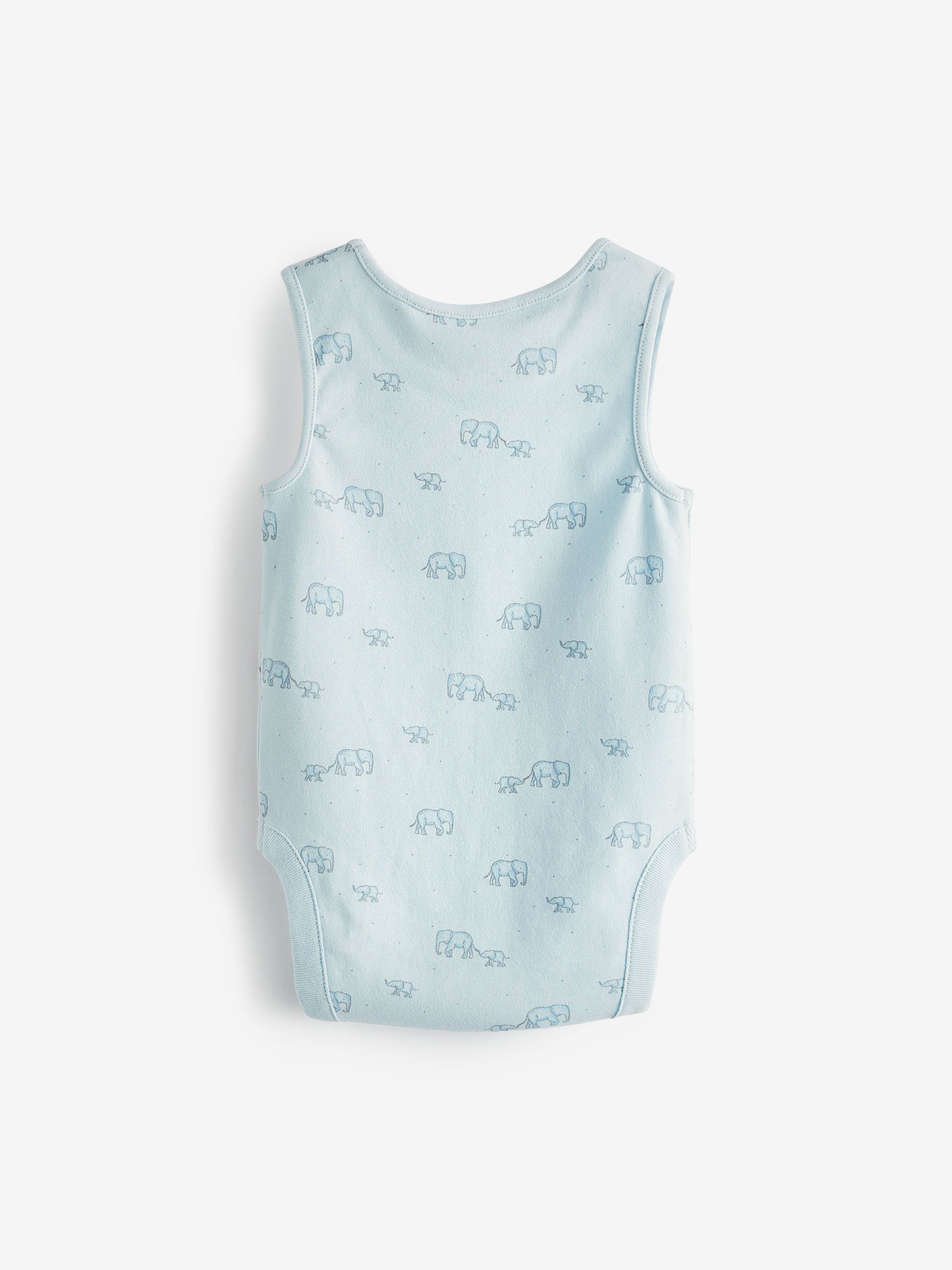 Buy Blue White Elephant 4 Pack Vest Baby Bodysuits from Next Luxembourg