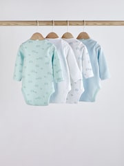 Blue/White Elephant 4 Pack Baby Long Sleeve Bodysuits - Image 2 of 10