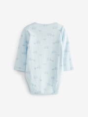 Blue/White Elephant 4 Pack Baby Long Sleeve Bodysuits - Image 6 of 10