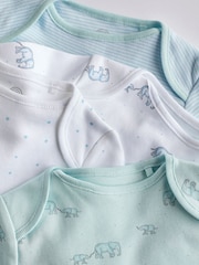 Blue/White Elephant 4 Pack Baby Long Sleeve Bodysuits - Image 7 of 10