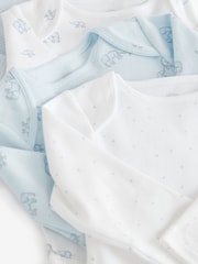 Blue/White Elephant 4 Pack Baby Long Sleeve Bodysuits - Image 8 of 10