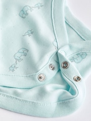 Blue/White Elephant 4 Pack Baby Long Sleeve Bodysuits - Image 9 of 10