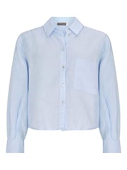 Mint Velvet Blue Cropped Linen Shirt - Image 3 of 4