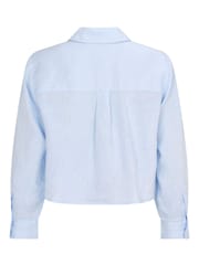 Mint Velvet Blue Cropped Linen Shirt - Image 4 of 4